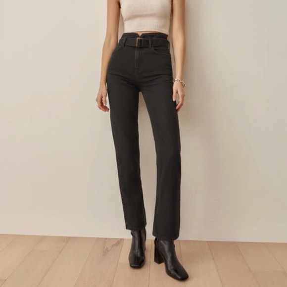 Reformation Denim - *NWT* Reformation Cynthia Belted High Rise Straight Jeans